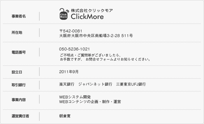 株式会社クリックモア　会社概要